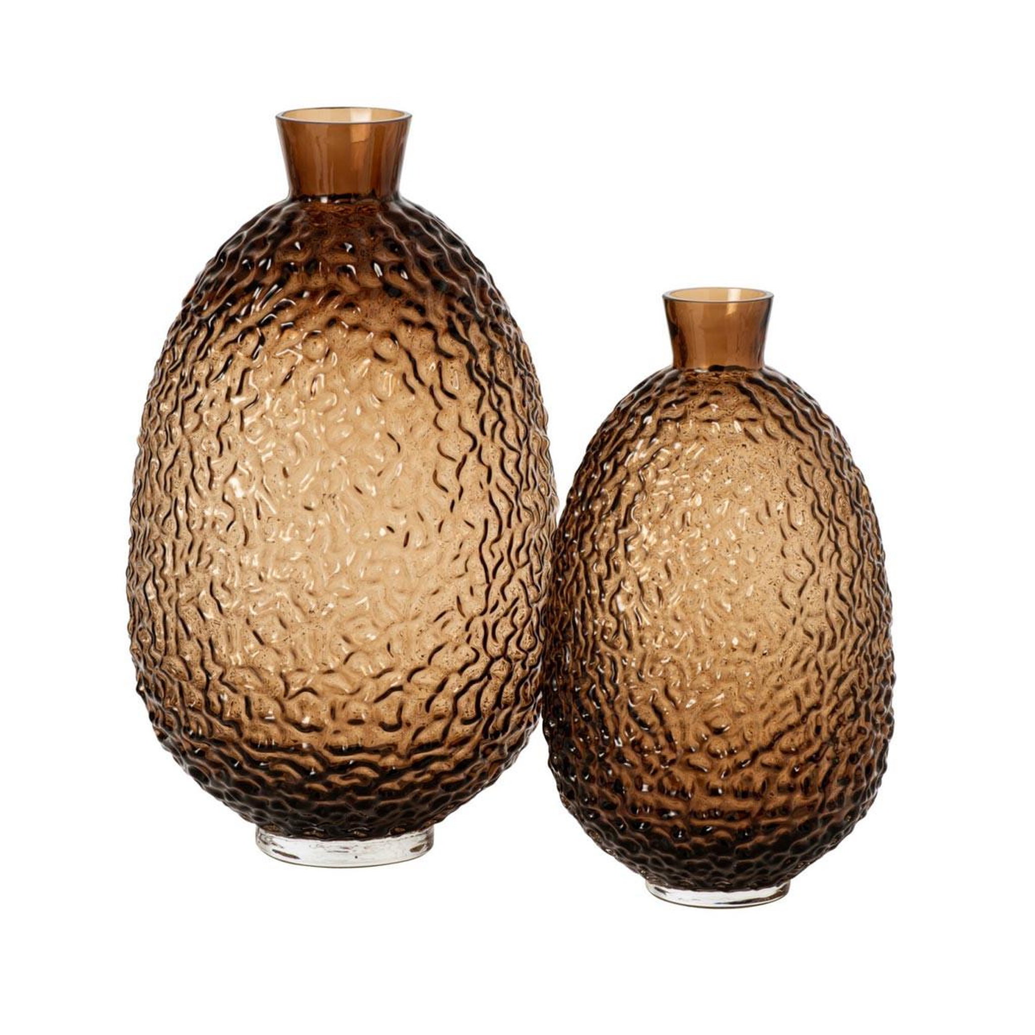Voir la diapositive 2 : J-LINE Vase ovale en verre  kyoto  27cm marron