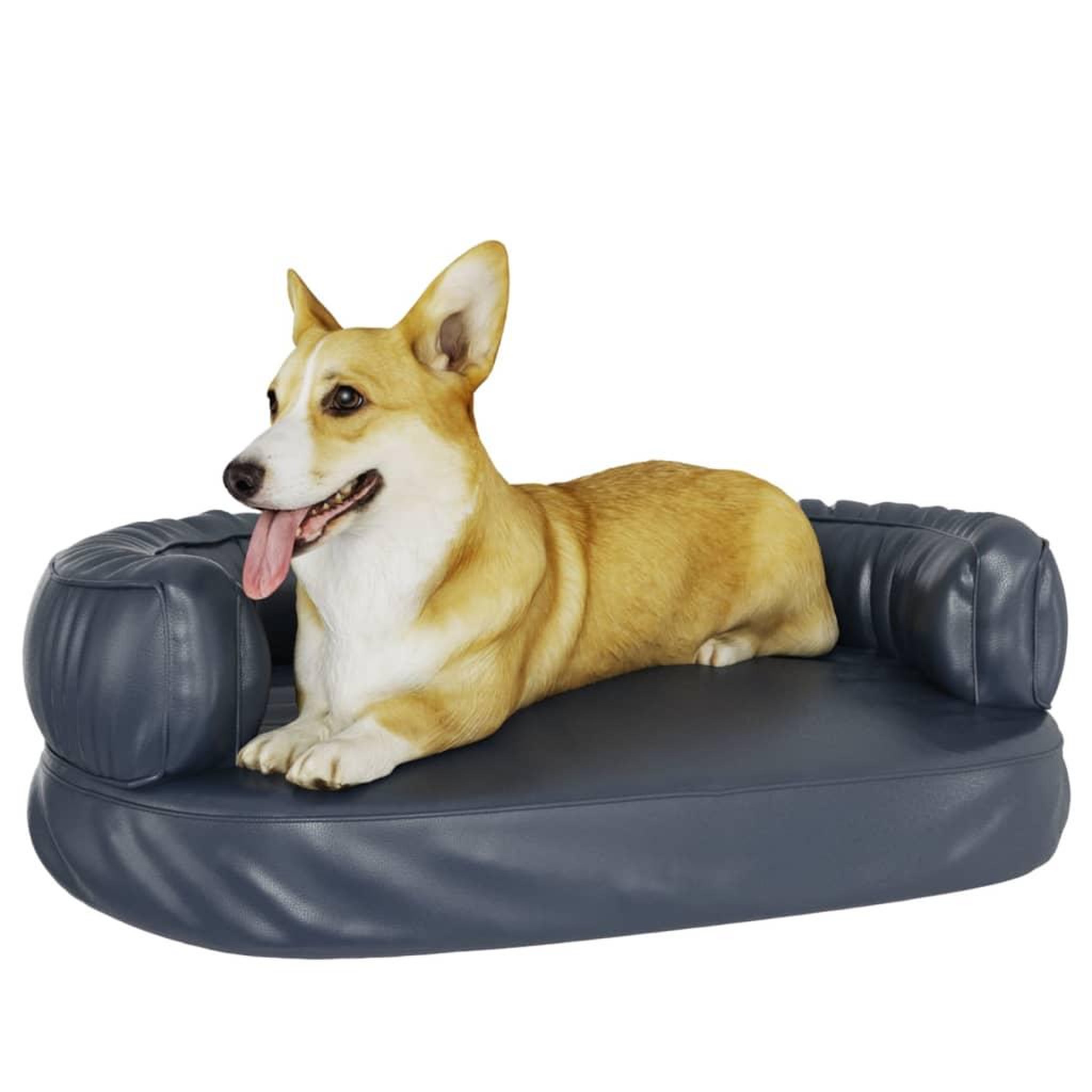 Voir la diapositive 3 : VIDAXL Lit pour chien ergonomique Mousse Bleu fonce 60x42cm Similicuir