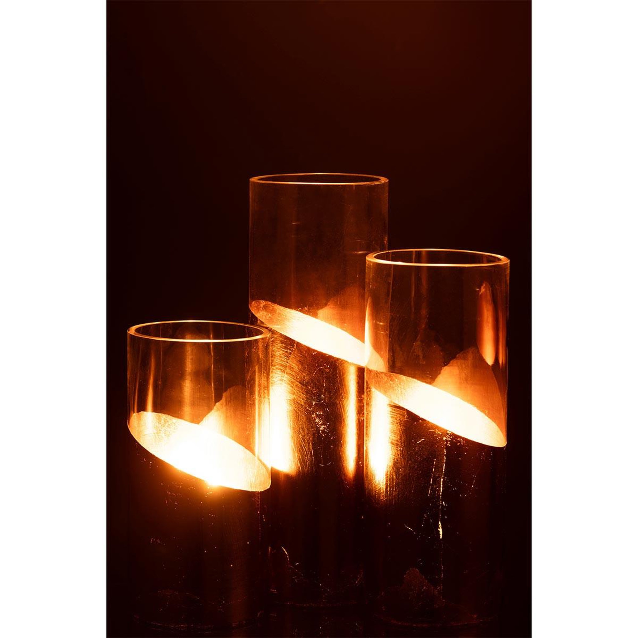 Voir la diapositive 6 : J-LINE Photophore Design en Verre  Moa  30cm Transparent & Or