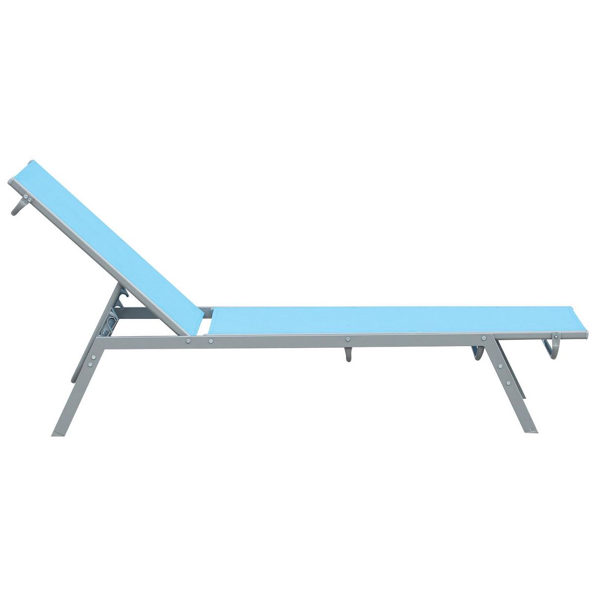 OUTSUNNY Bain de soleil transat - chaise longue - design contemporain - dossier inclinable multi-positions - métal époxy textilène bleu ciel - dim. 170 x 58 x 97 cm