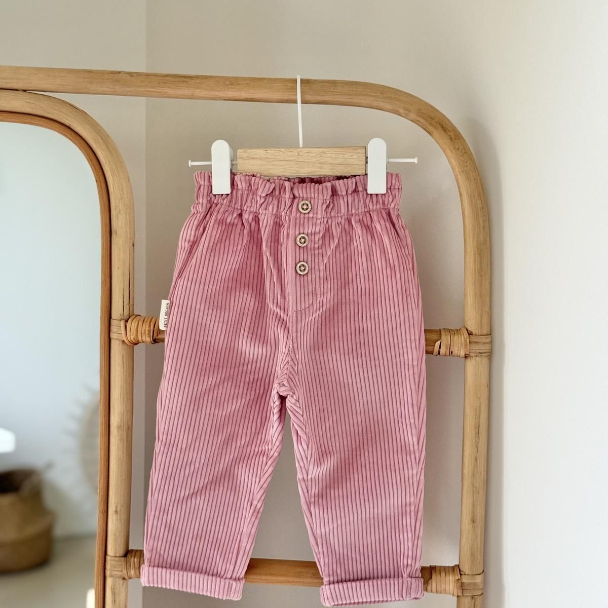 Petit Béguin Pantalon enfant en velours côtelé Céleste