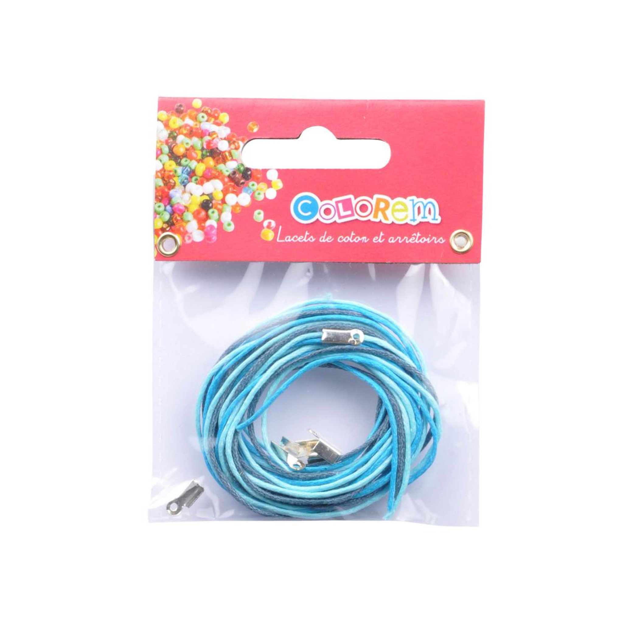 Voir la diapositive 2 : HOMEA Lot de Lacets avec Arrêtoirs en Coton  Créa  9cm Bleu