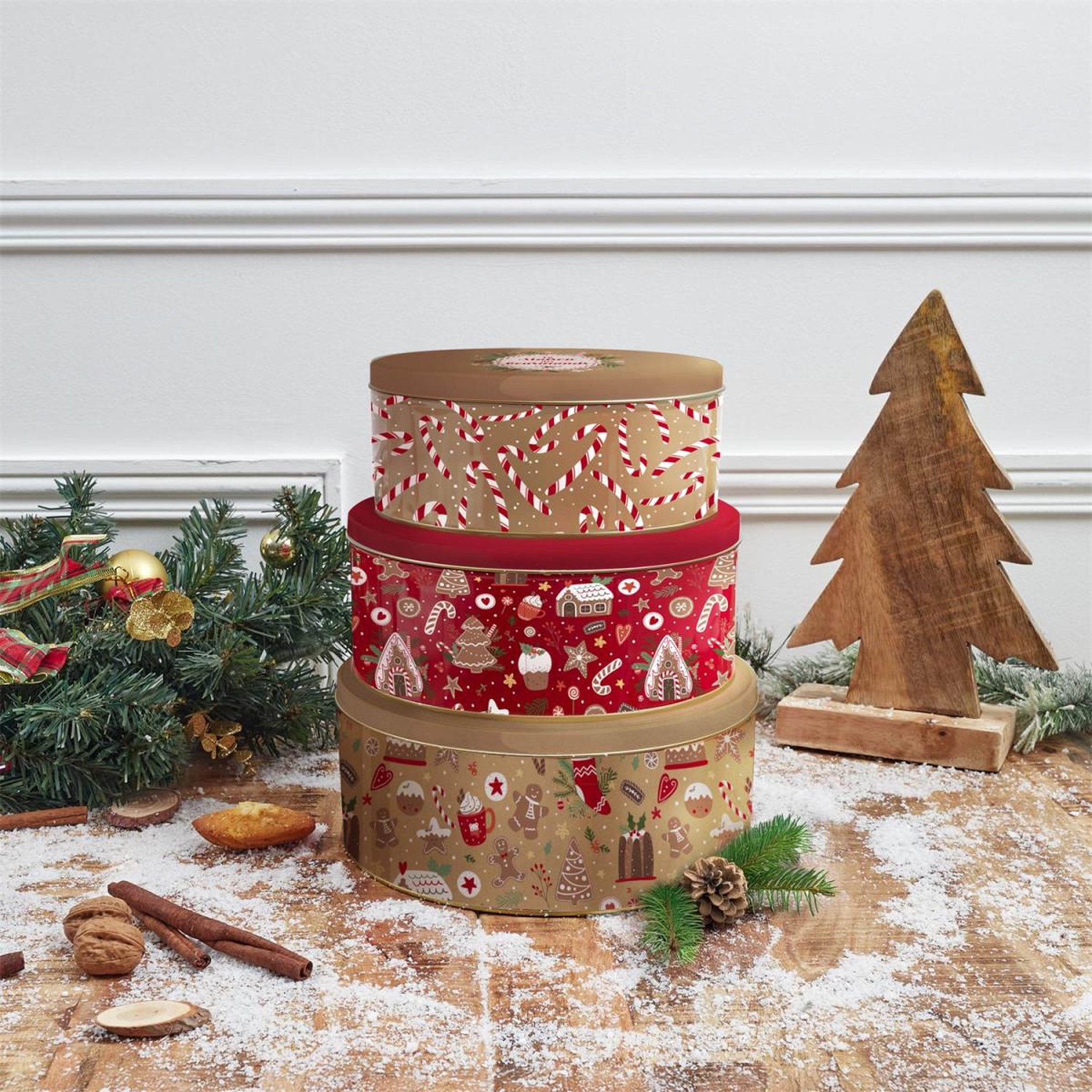 Voir la diapositive 5 : COOK CONCEPT Lot de 3 boîtes en métal  noël magique  25cm rouge