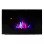 HOMCOM Cheminée électrique murale LED 7 effets flammes + 7 couleurs ambiance + galets télécommande thermostat 1000-2000 W minuterie noir