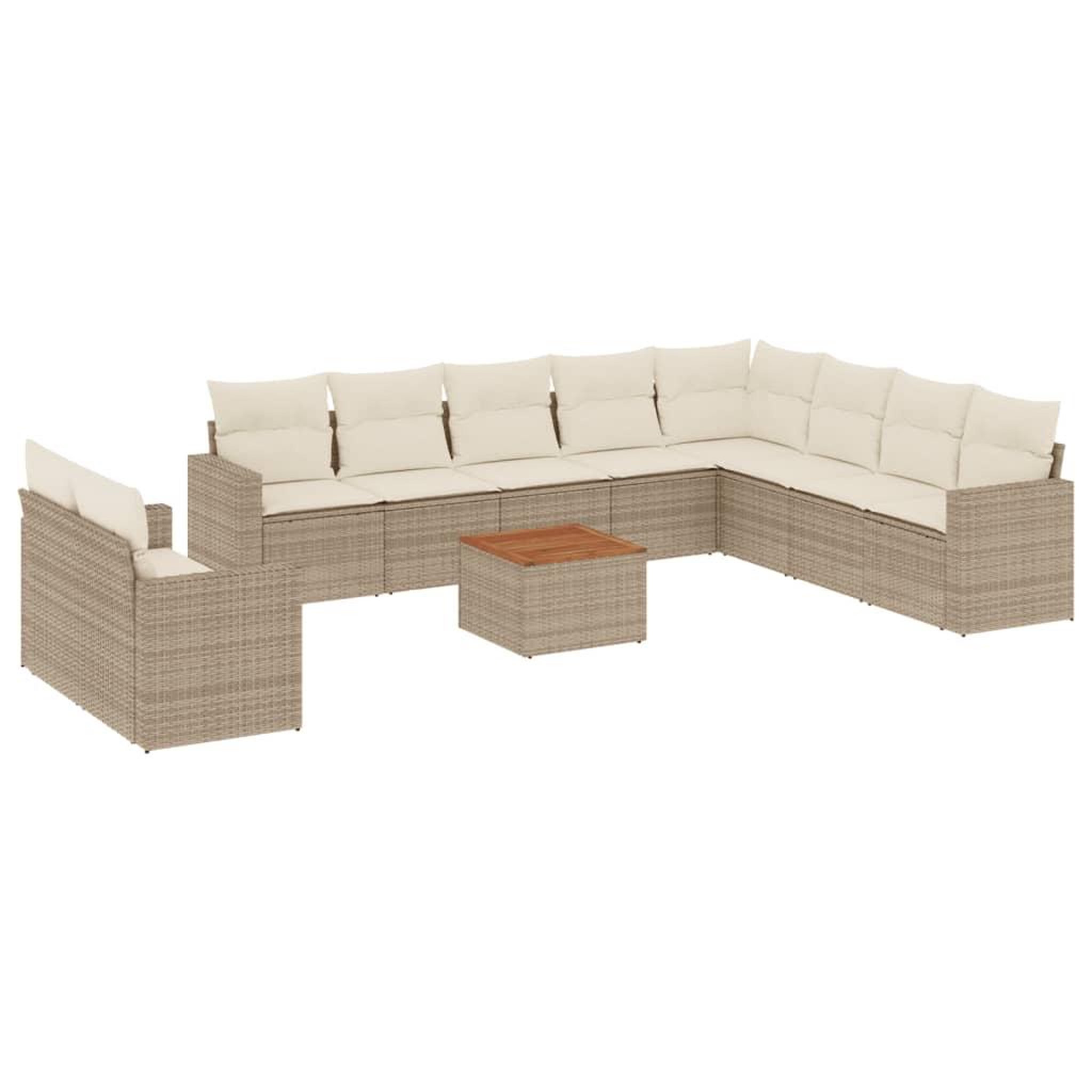 Voir la diapositive 2 : VIDAXL Salon de jardin 11 pcs avec coussins beige resine tressee