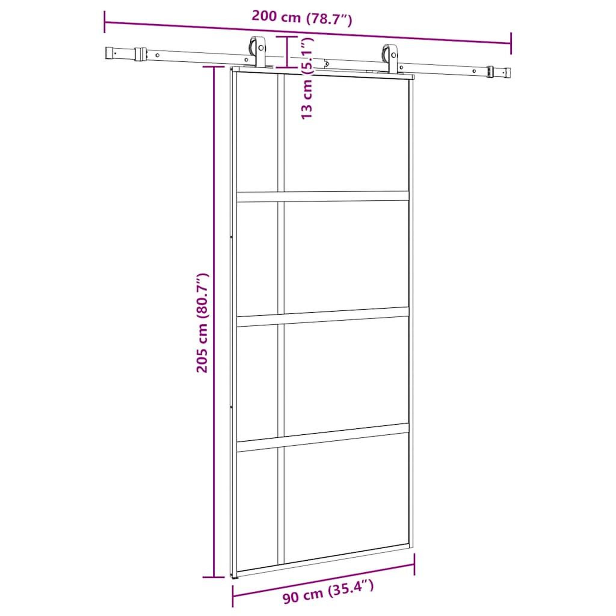 Voir la diapositive 6 : VIDAXL Porte coulissante avec kit de quincaillerie noir 90x205 cm