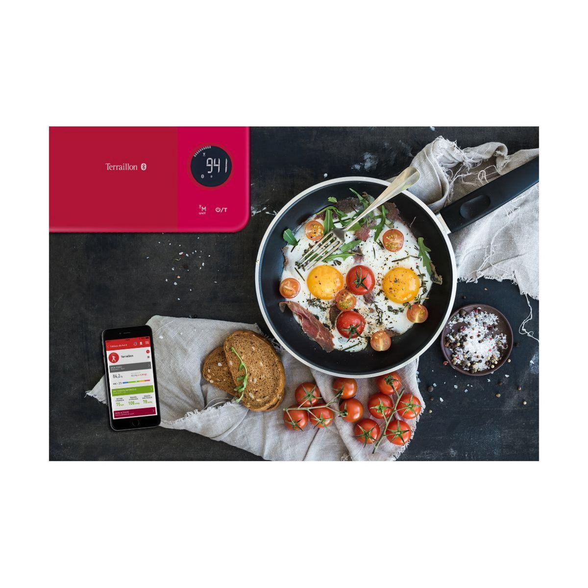 Terraillon Balance connectée Connéctée NUTRITAB Cranberry