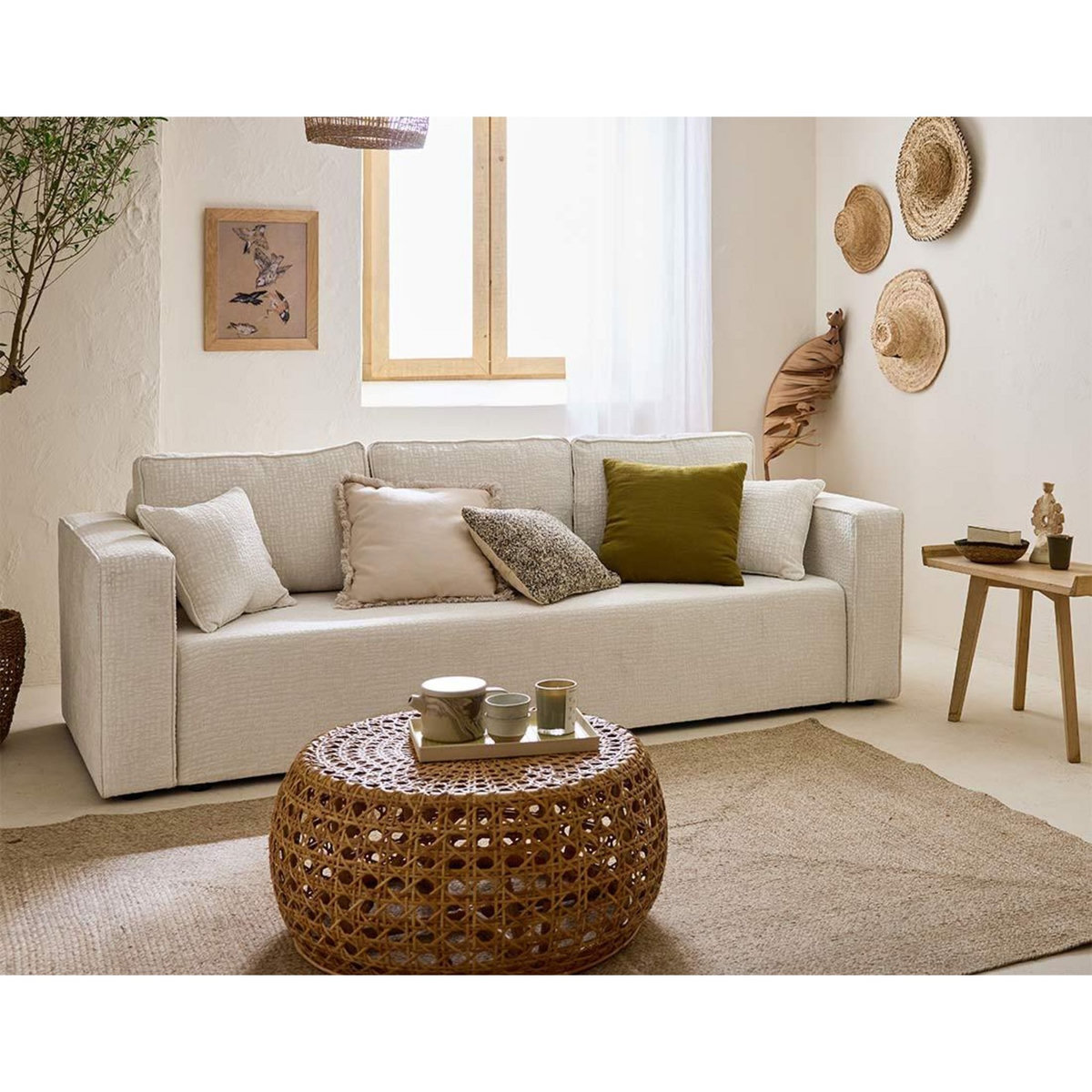 BEST MOBILIER Topaze - canapé 3 places - convertible avec coffre - en tissu velours relief