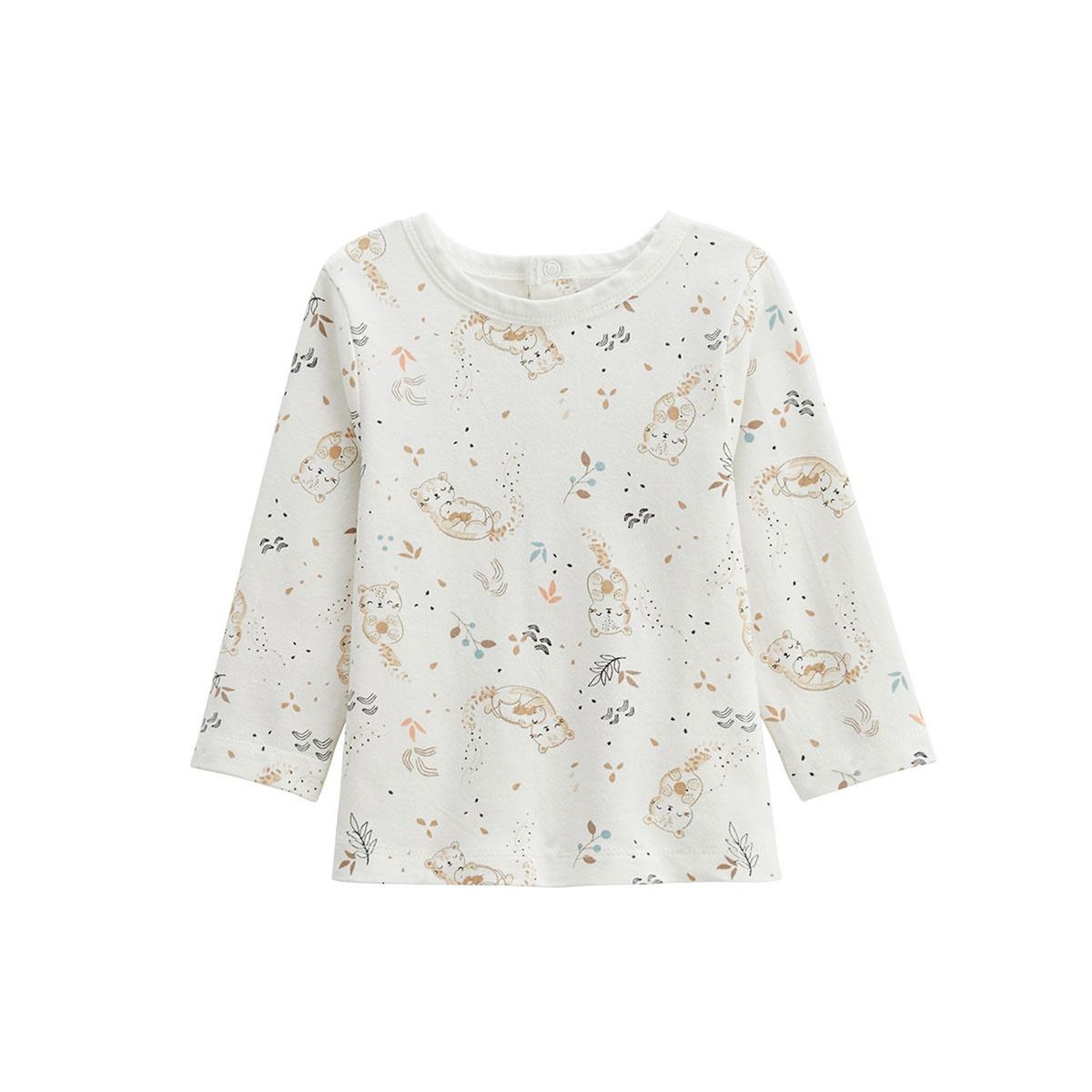 Petit Béguin Ensemble salopette bébé en molleton et t-shirt Mini Loutre