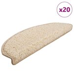 VIDAXL Tapis d'escalier 20 pcs creme 65x21x4 cm
