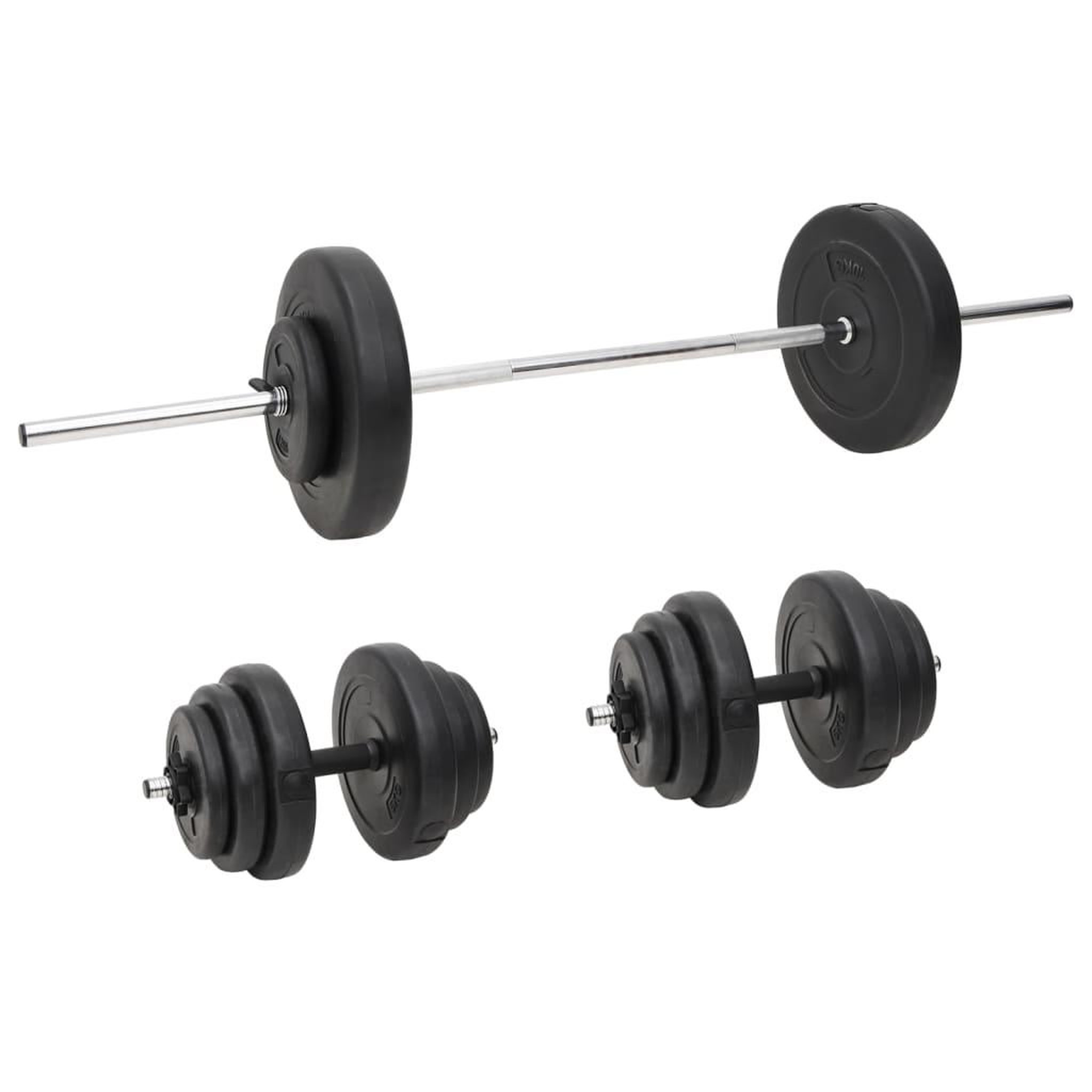 Voir la diapositive 1 : VIDAXL Ensemble d'halteres et de barres avec plaques 60 kg