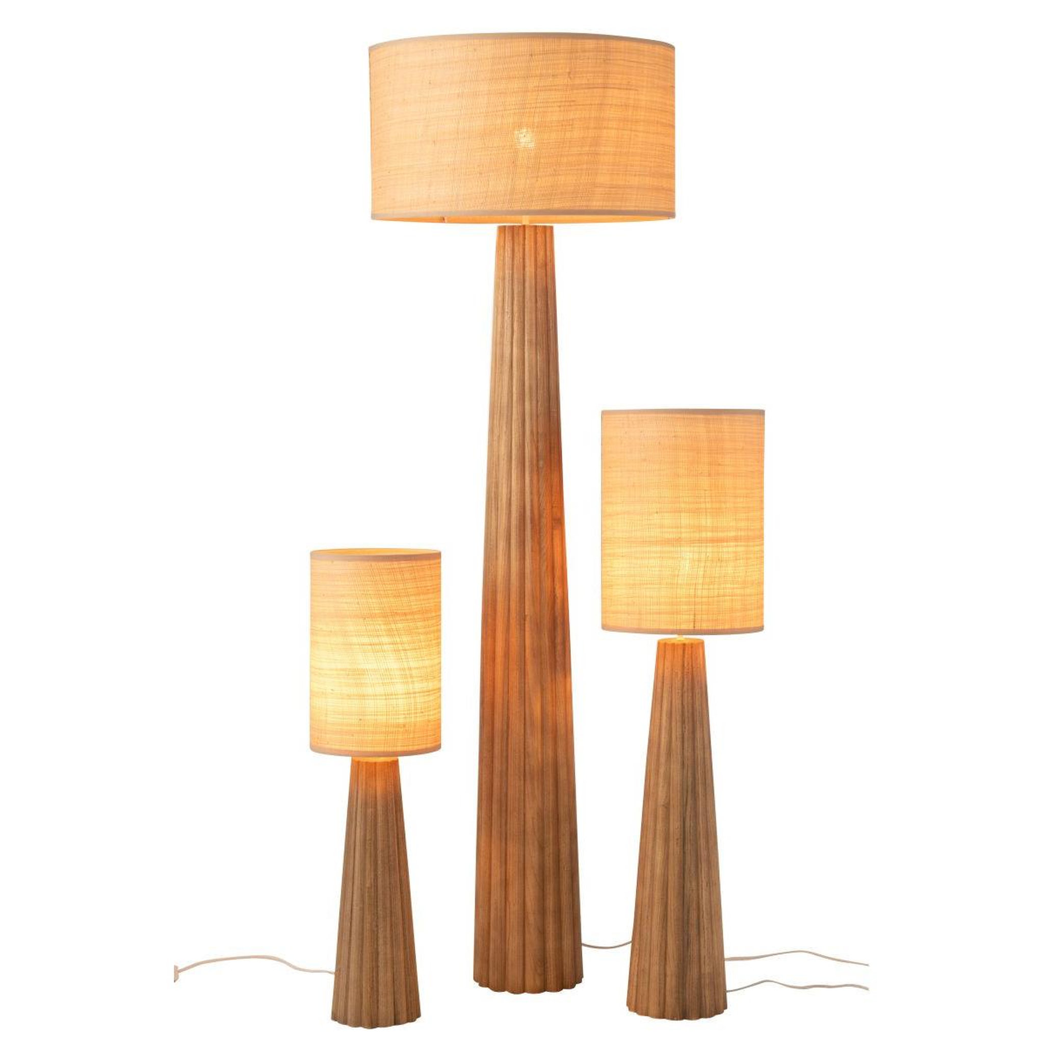 Voir la diapositive 5 : J-LINE Lampe à poser parapluie en bois  ailanthus  100cm naturel