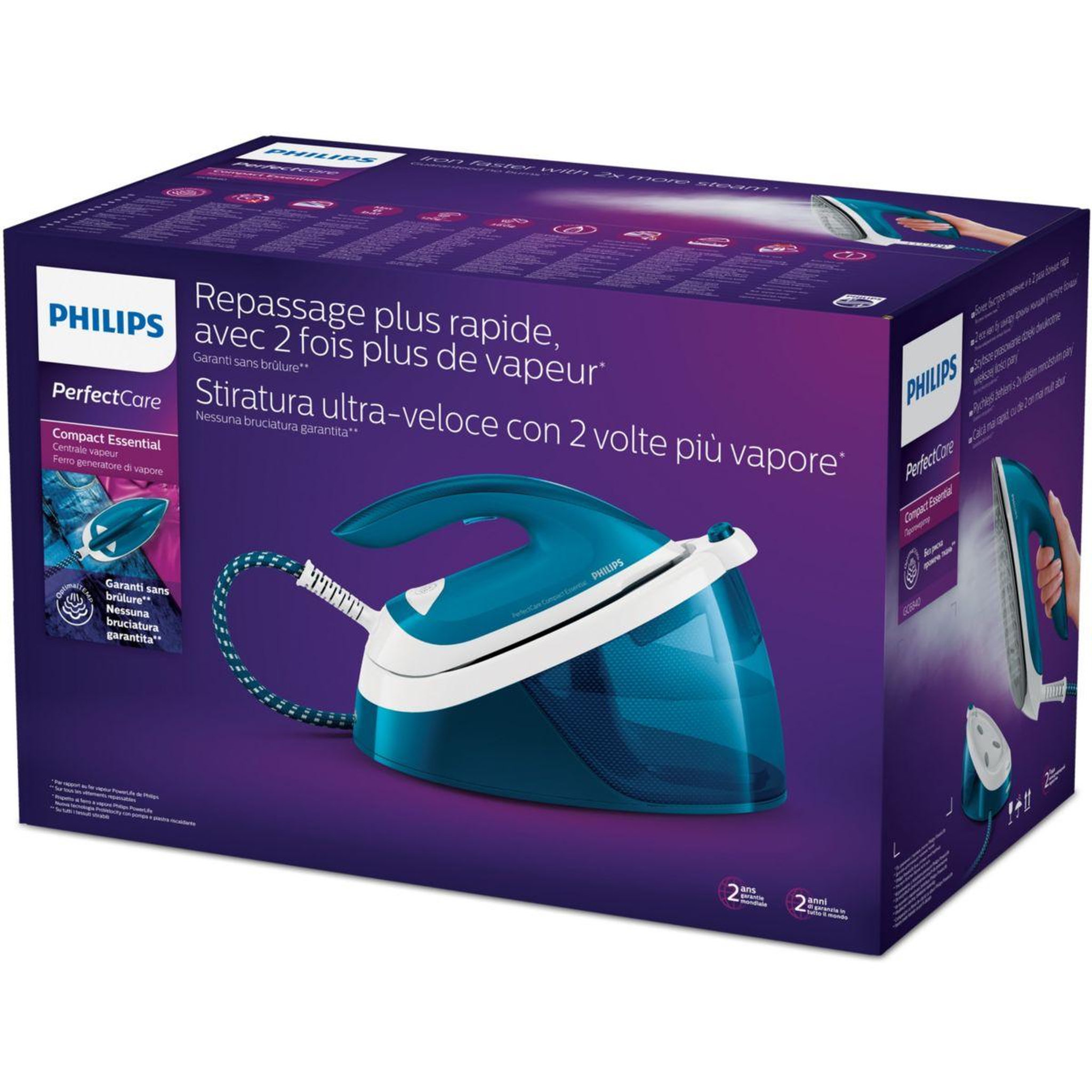 Voir la diapositive 5 : Philips Centrale vapeur GC6840/20 bleu 1,3L