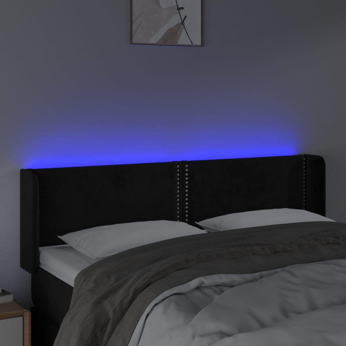 VIDAXL Tete de lit a LED Noir 147x16x78/88 cm Velours