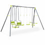 Voir la diapositive 1 : SWEEEK Balançoire 4 agrès Meltemi. portique 6 places avec 2 balançoires. 1 face à face et 1 nacelle. 223cm de hauteur. station de jeux extérieure