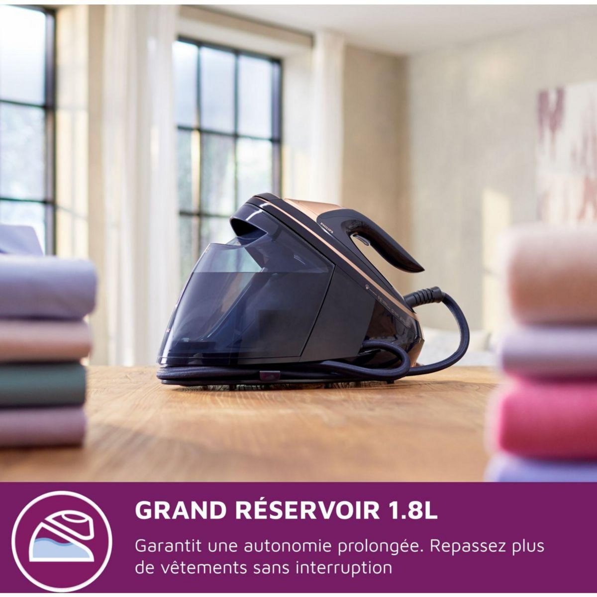 Philips Centrale vapeur PSG9030/20 noir et rose doré 1,8L