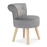 ID MARKET Fauteuil crapaud en velours gris