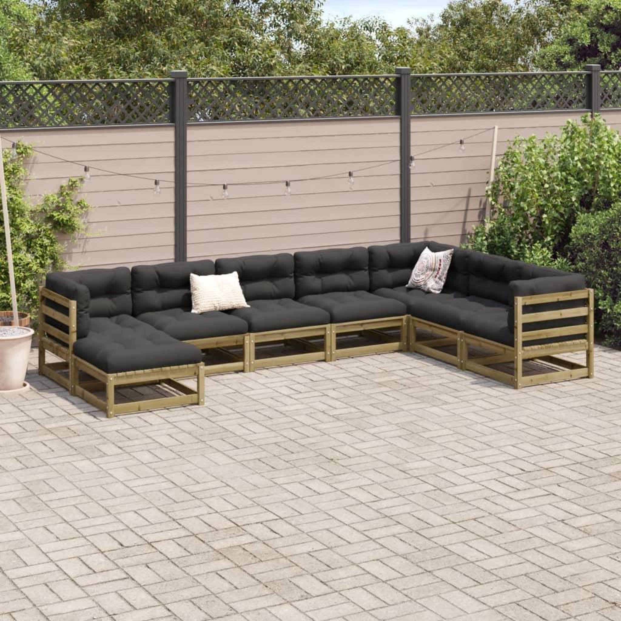 Voir la diapositive 3 : VIDAXL Salon de jardin 8 pcs bois de pin impregne