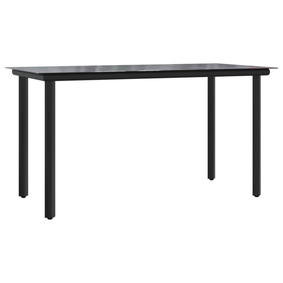 VIDAXL Table a dîner de jardin Noir 200x100x74cm Acier et verre trempe