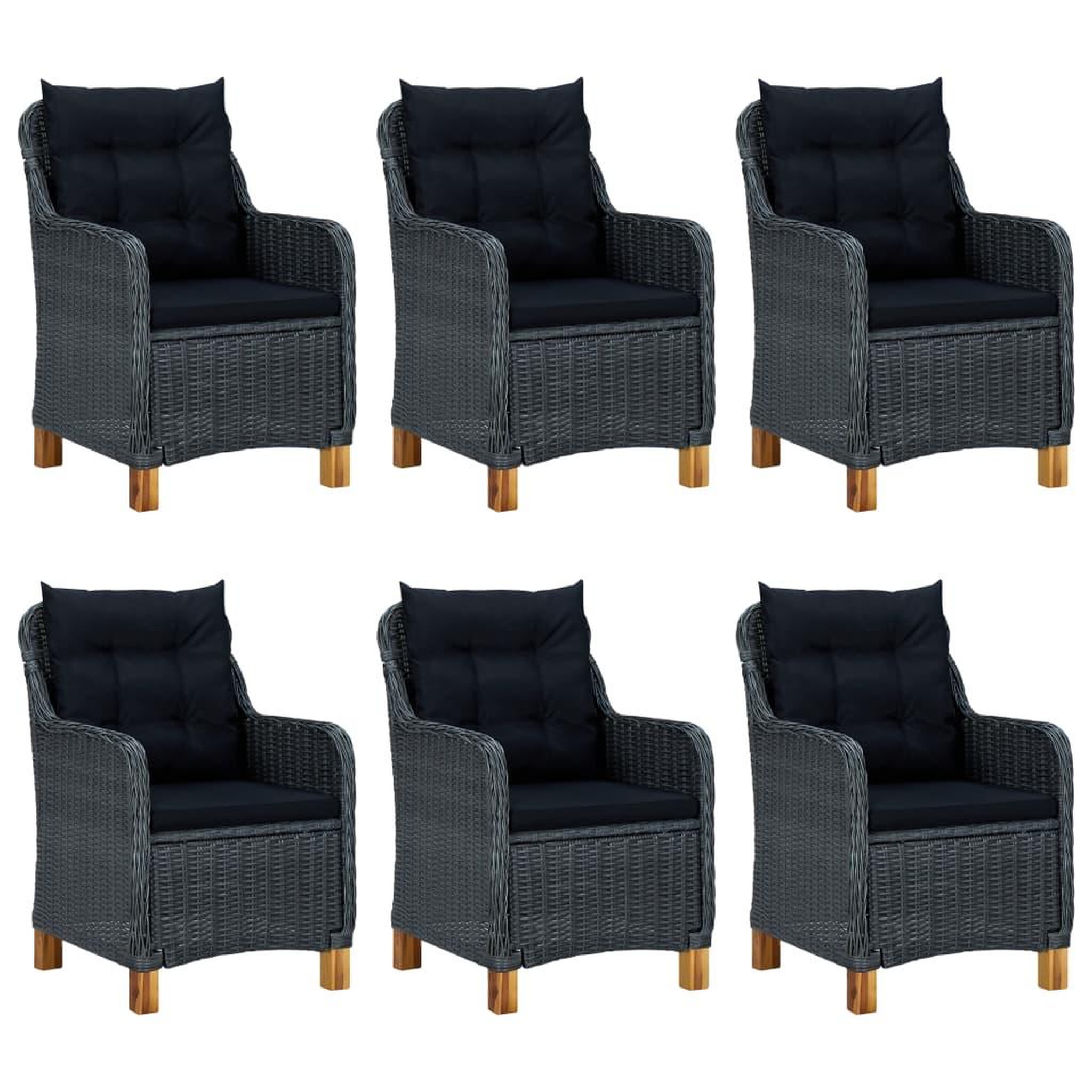 Voir la diapositive 5 : VIDAXL Ensemble a manger de jardin 7 pcs Gris fonce