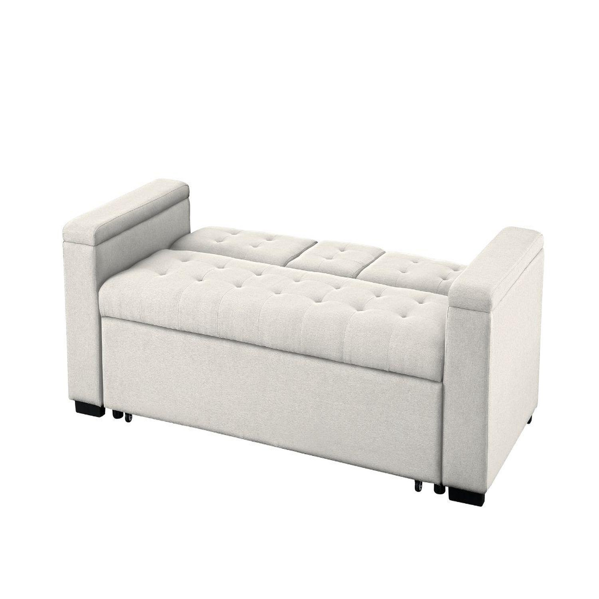 Voir la diapositive 5 : CONCEPT USINE Canapé convertible 3 places en tissu beige noho