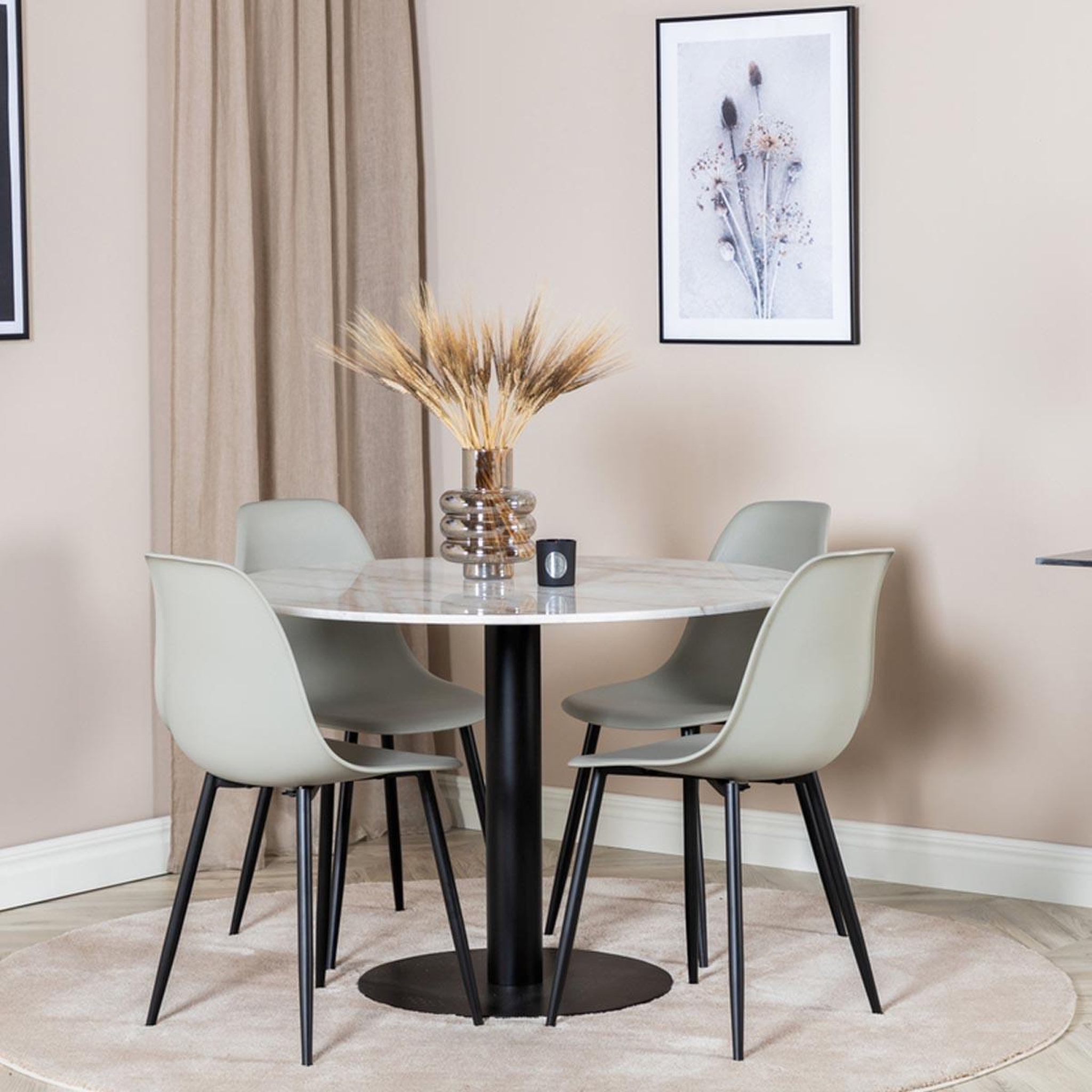 Voir la diapositive 4 : Paris Prix Ensemble table à manger & 4 chaises  estelle & polar  106cm blanc & gris