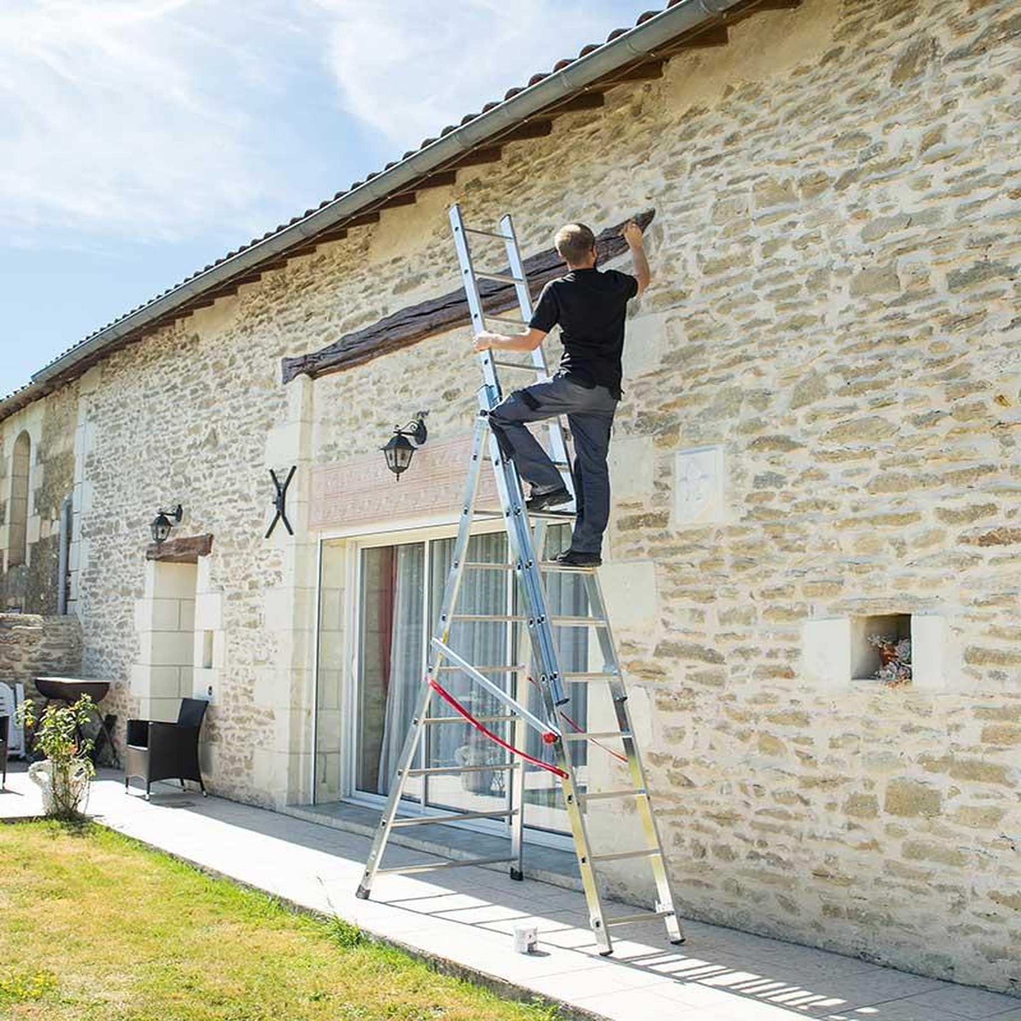Voir la diapositive 5 : HAILO Echelle transformable pro 3 plans 3x10 échelons 6m/6,8m en aluminium hailo pro