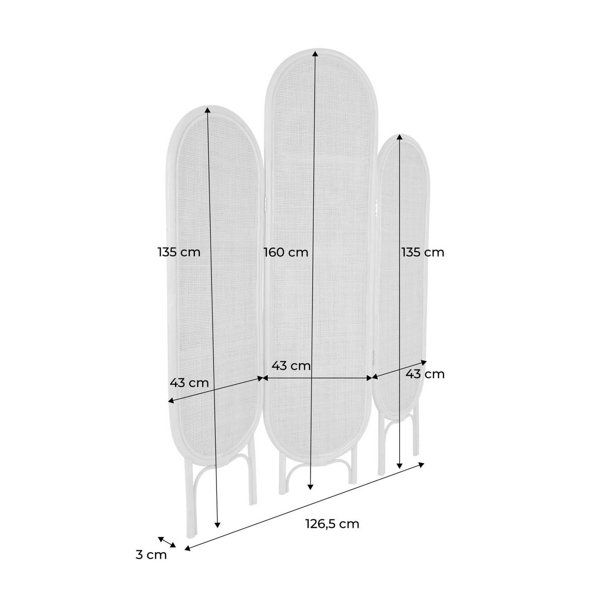 SWEEEK Paravent pliable intérieur en rotin et cannage. bois naturel. vintage