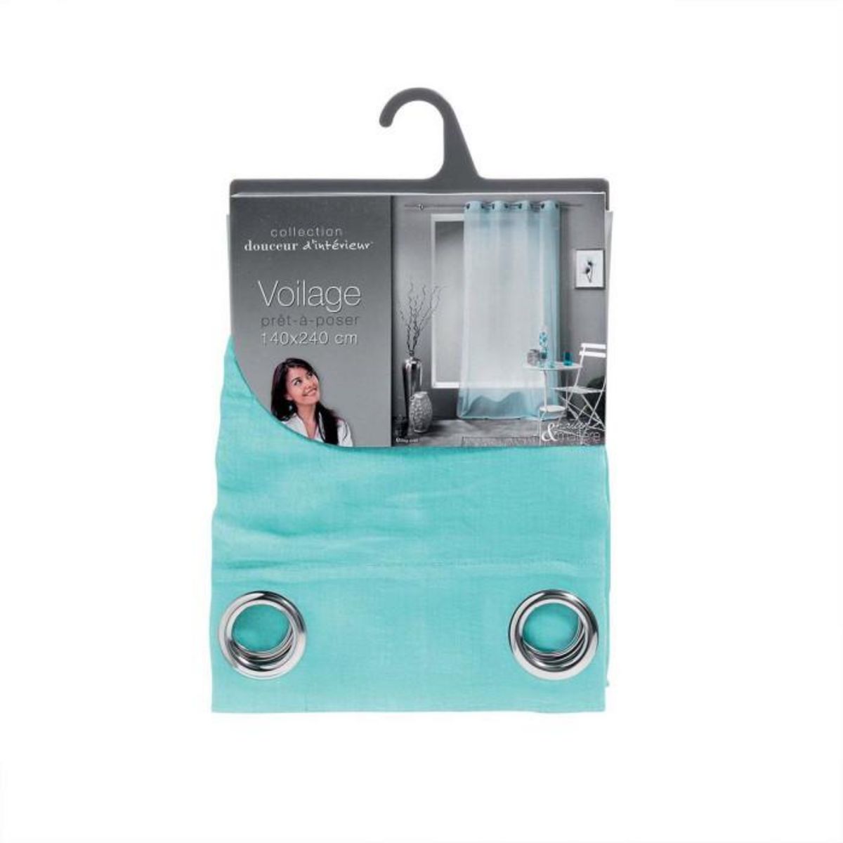 Paris Prix Rideau Voilage à Œillets  Mitsy  140x240cm Bleu Ciel