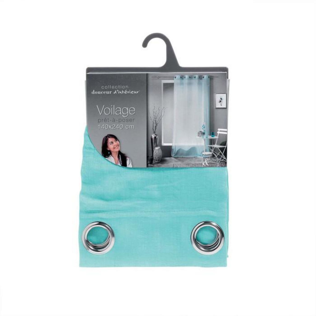 Paris Prix Rideau Voilage à Œillets  Mitsy  140x240cm Bleu Ciel