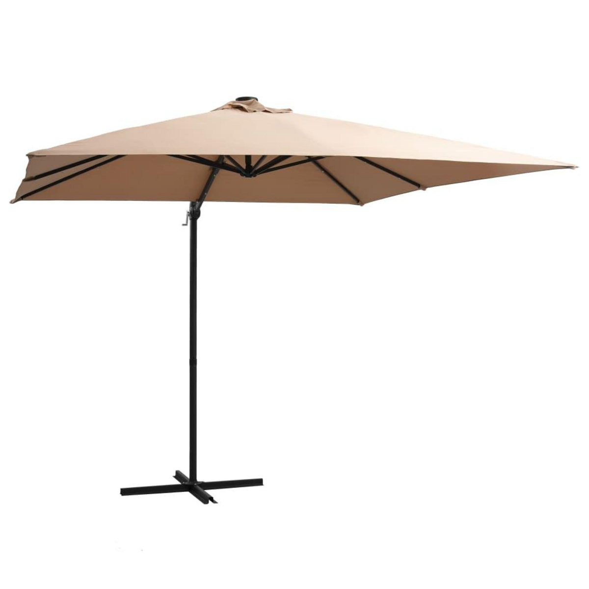 VIDAXL Parasol de jardin en porte-a-faux lumieres LED et mat en acier