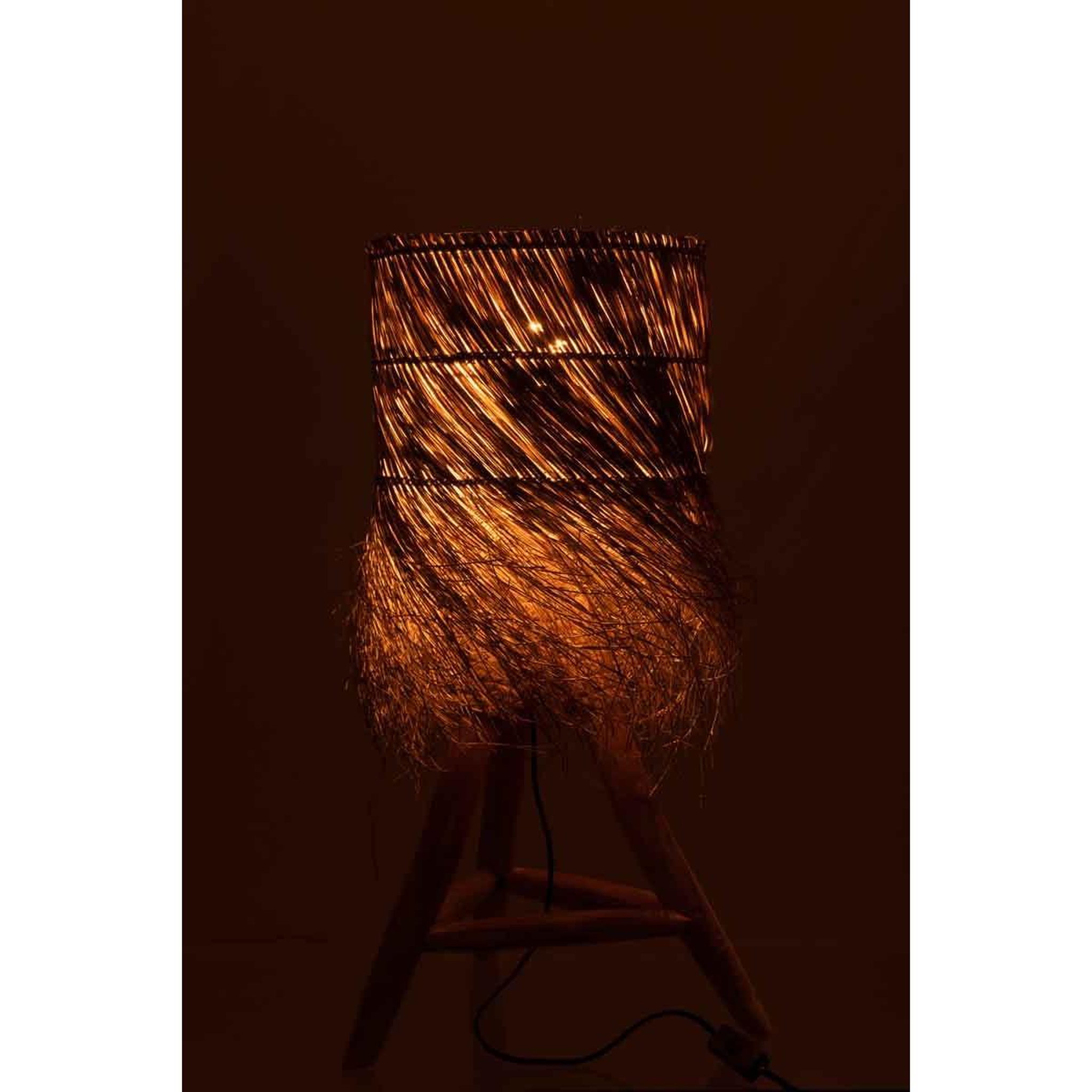 Voir la diapositive 3 : J-LINE Lampe à poser en teck  rafi  80cm naturel