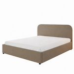 CONCEPT USINE Lit avec coffre de rangement 140x190cm velours taupe HOUSTON