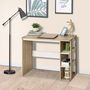 Voir la diapositive 6 : HOMCOM Bureau informatique multimédia dim. 100L x 44l x 74H cm 3 étagères latérales panneaux particules E1 chêne clair blanc