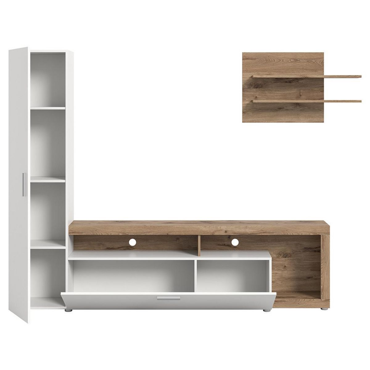 BEST MOBILIER Bromley - ensemble meuble tv - effet bois et blanc - 218 cm