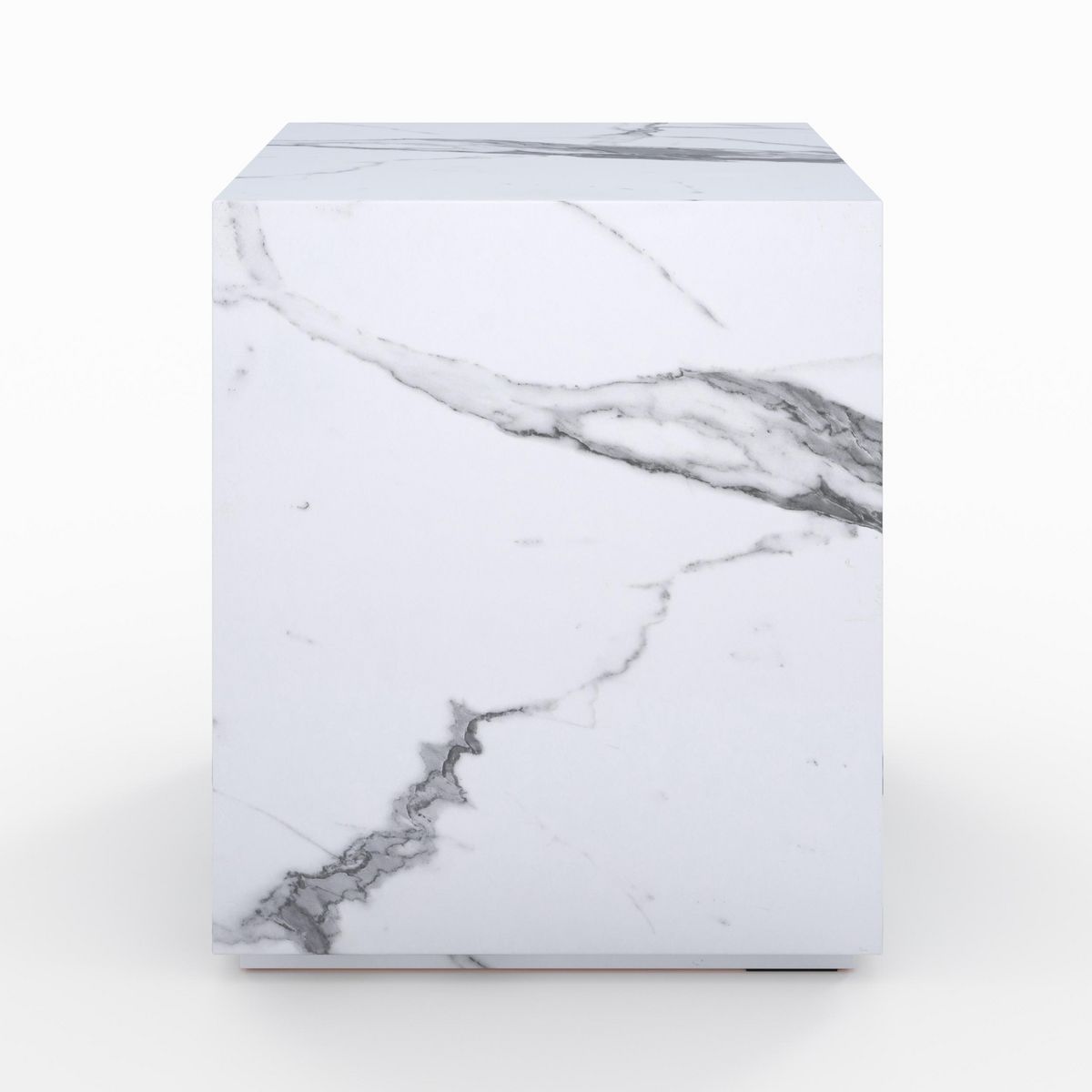 Rendez vous déco Table d'appoint effet marbre blanche - Lison