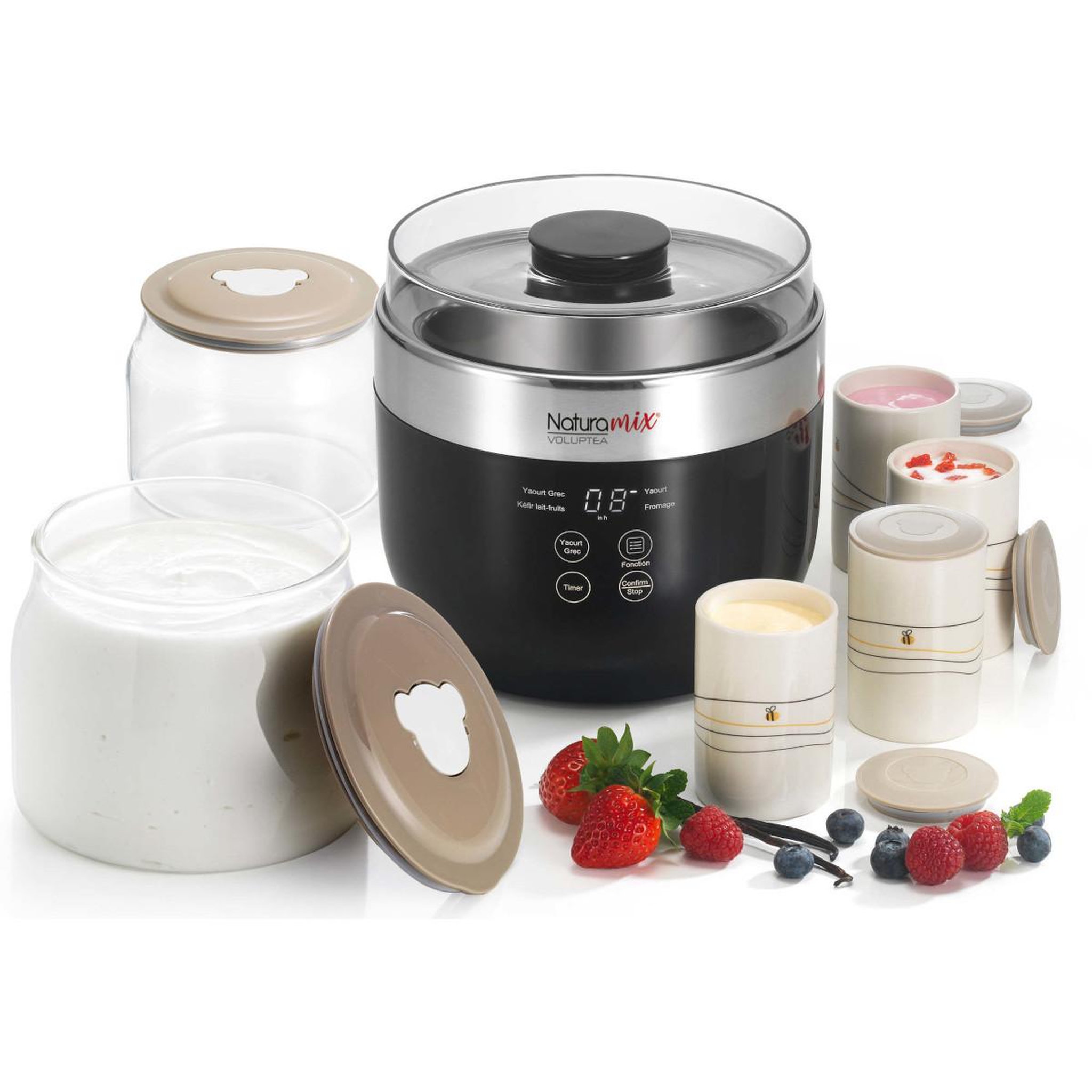 NATURAMIX Yaourtière 4 pots de 150ml + 2 pots de 1.5l 20w - voluptea