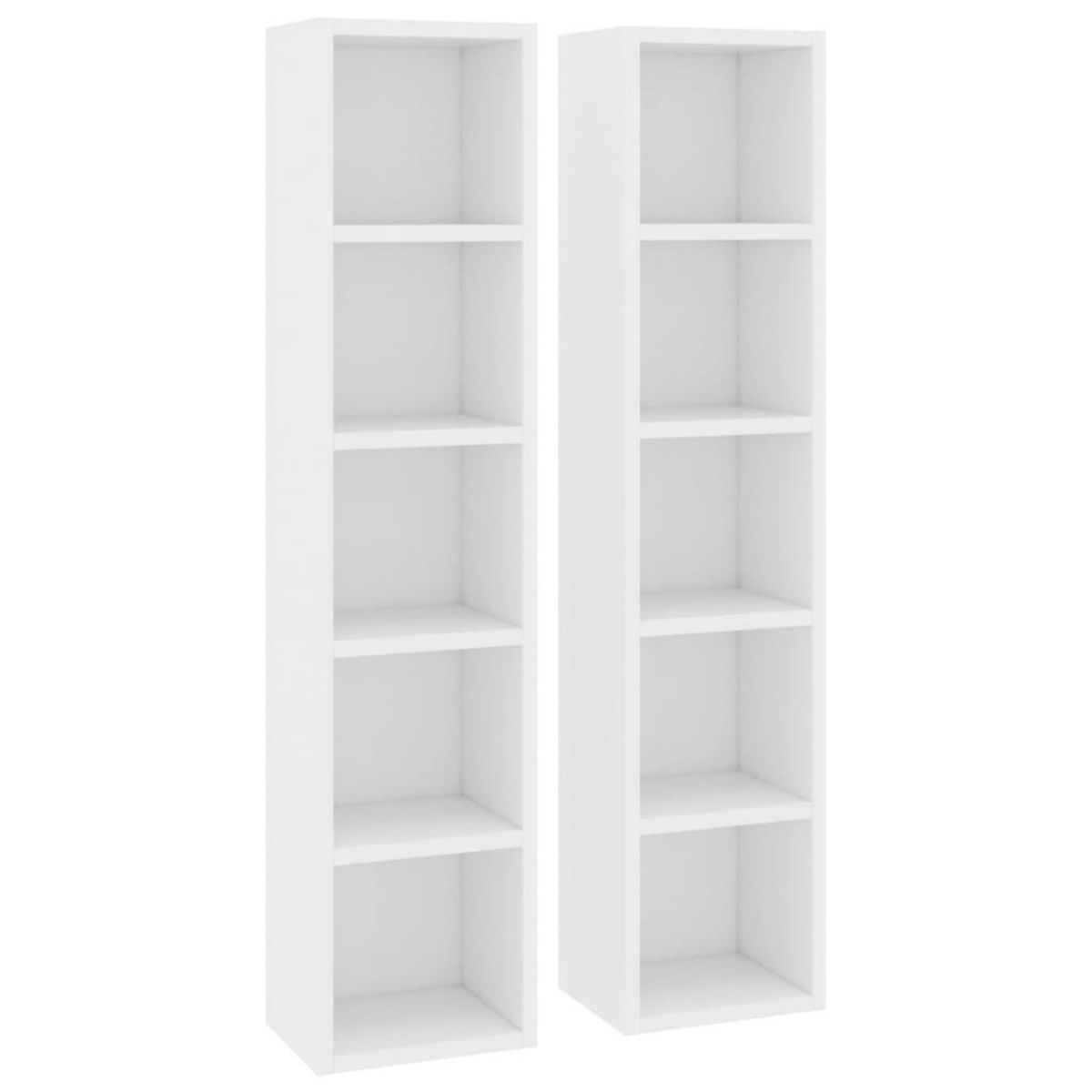 VIDAXL Armoires a CD 2 pcs Blanc 21x16x93,5 cm Bois d'ingenierie
