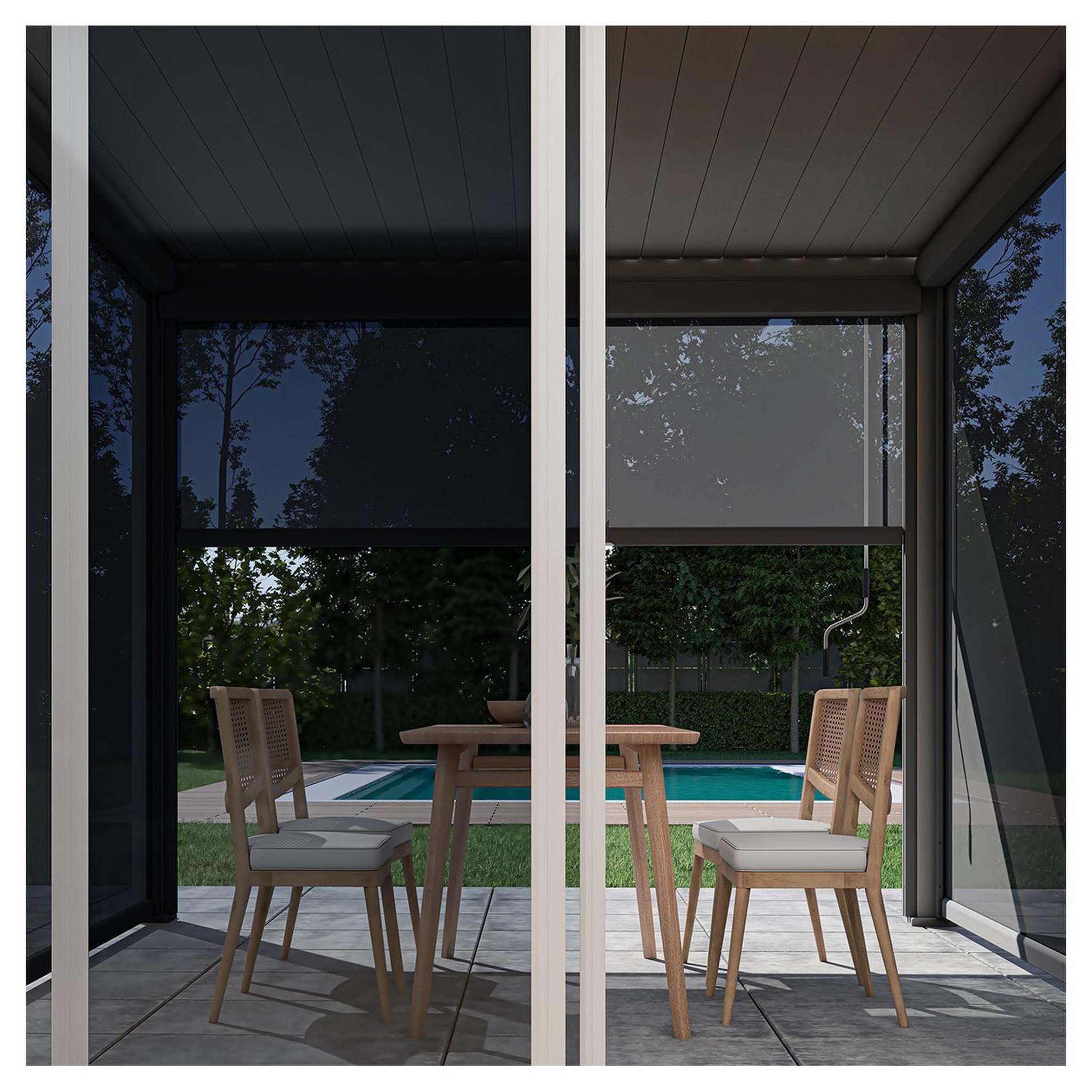 Voir la diapositive 2 : OMBREA Pergola bioclimatique - Autoportante - Aluminium  Anthracite - 3X3m OMBREA