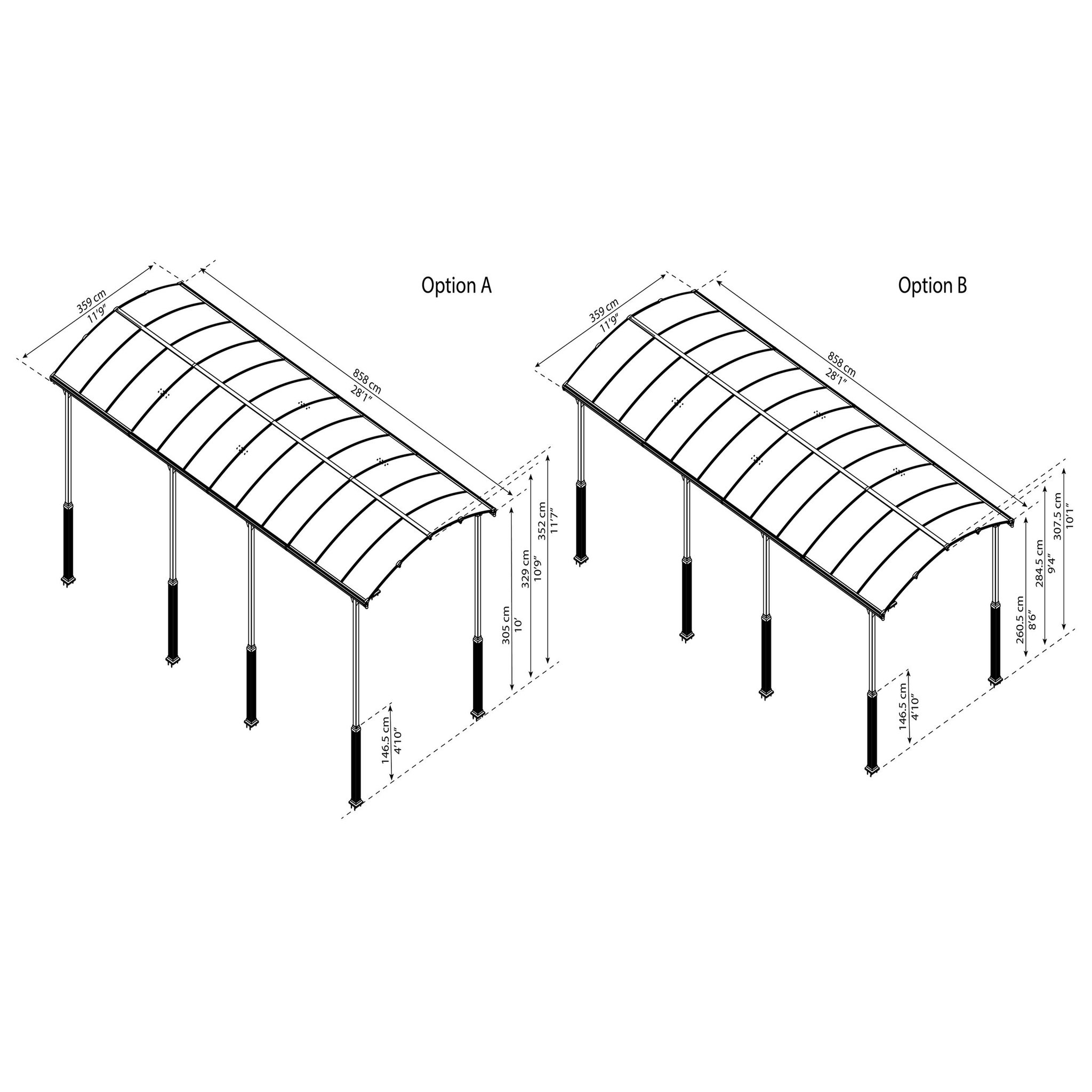 Voir la diapositive 3 : Canopia by PALRAM Carport aluminium 26,4 m² ARCADIA ALPINE 6401