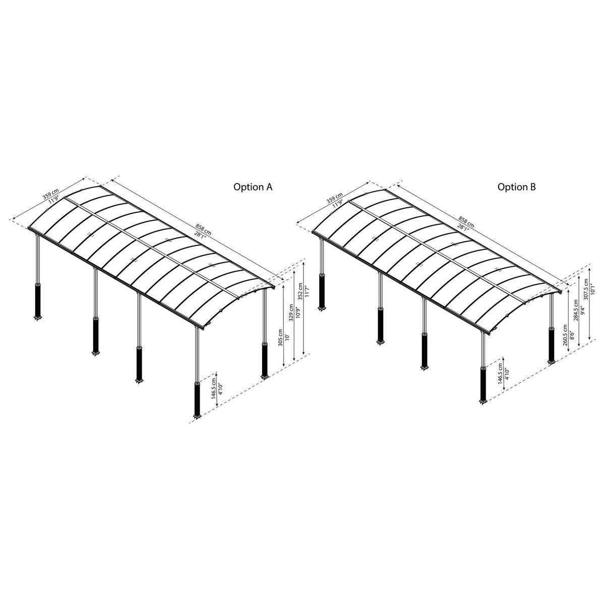 Canopia by PALRAM Carport aluminium 26,4 m² ARCADIA ALPINE 6401
