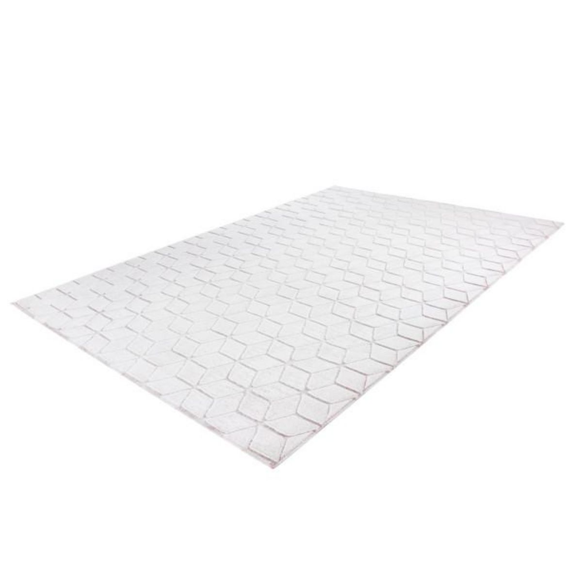 Paris Prix Tapis Shaggy Effet 3D  Vivica  Blanc & Rose