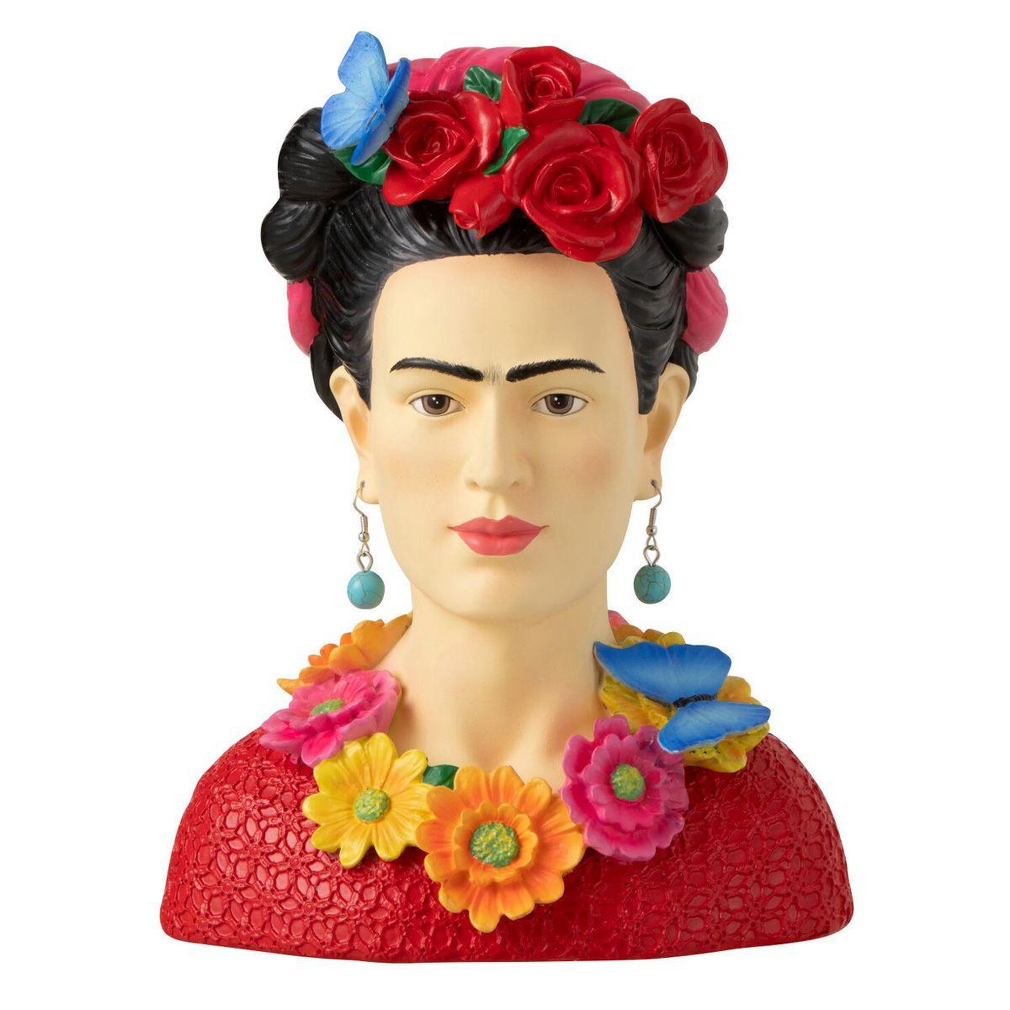 J-LINE Statuette déco buste  frida khalo  22cm multicolore