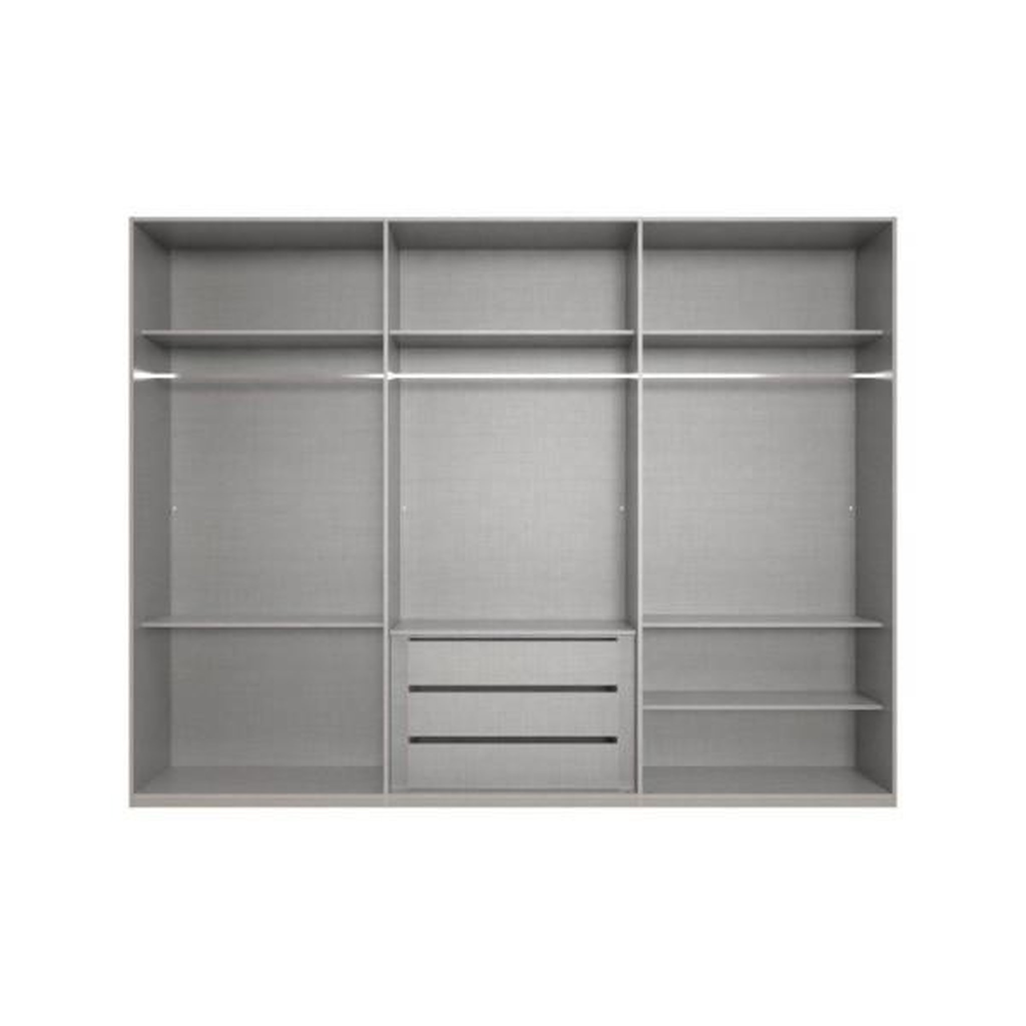 Voir la diapositive 3 : N/A Armoire de chambre - LONDON - Couleur Graphite - 6 portes battantes - 3 tiroirs - 270 x 58 x 208 cm
