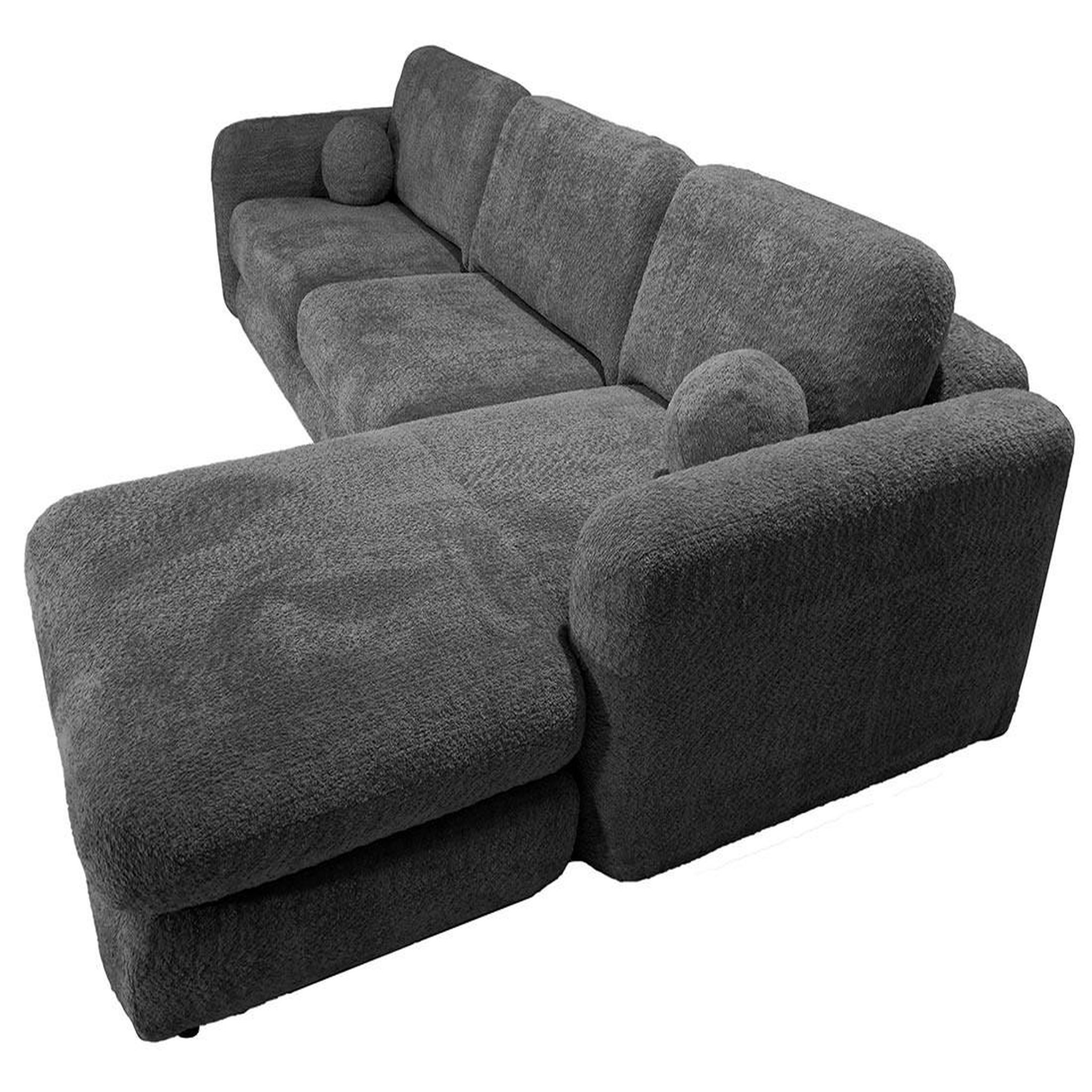 Voir la diapositive 5 : BEST MOBILIER Rachel - canapé d'angle droit 4 places en tissu bouclette