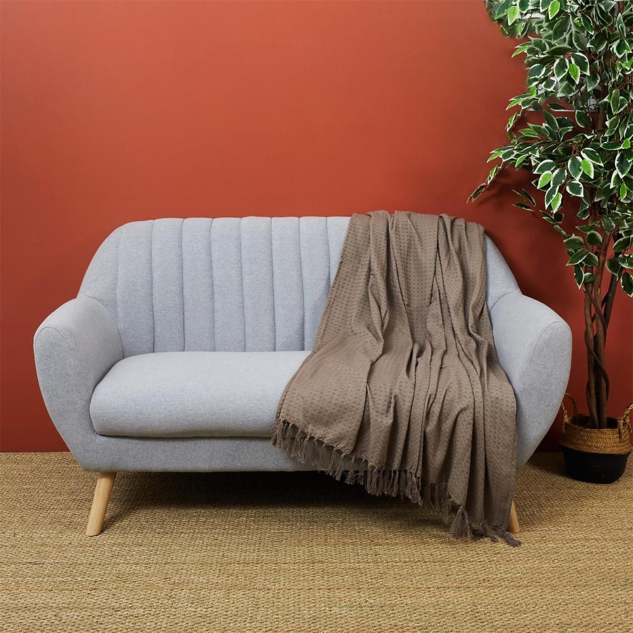 Voir la diapositive 3 : The Home Deco Factory Jeté de canapé  gaufré  130x160cm taupe