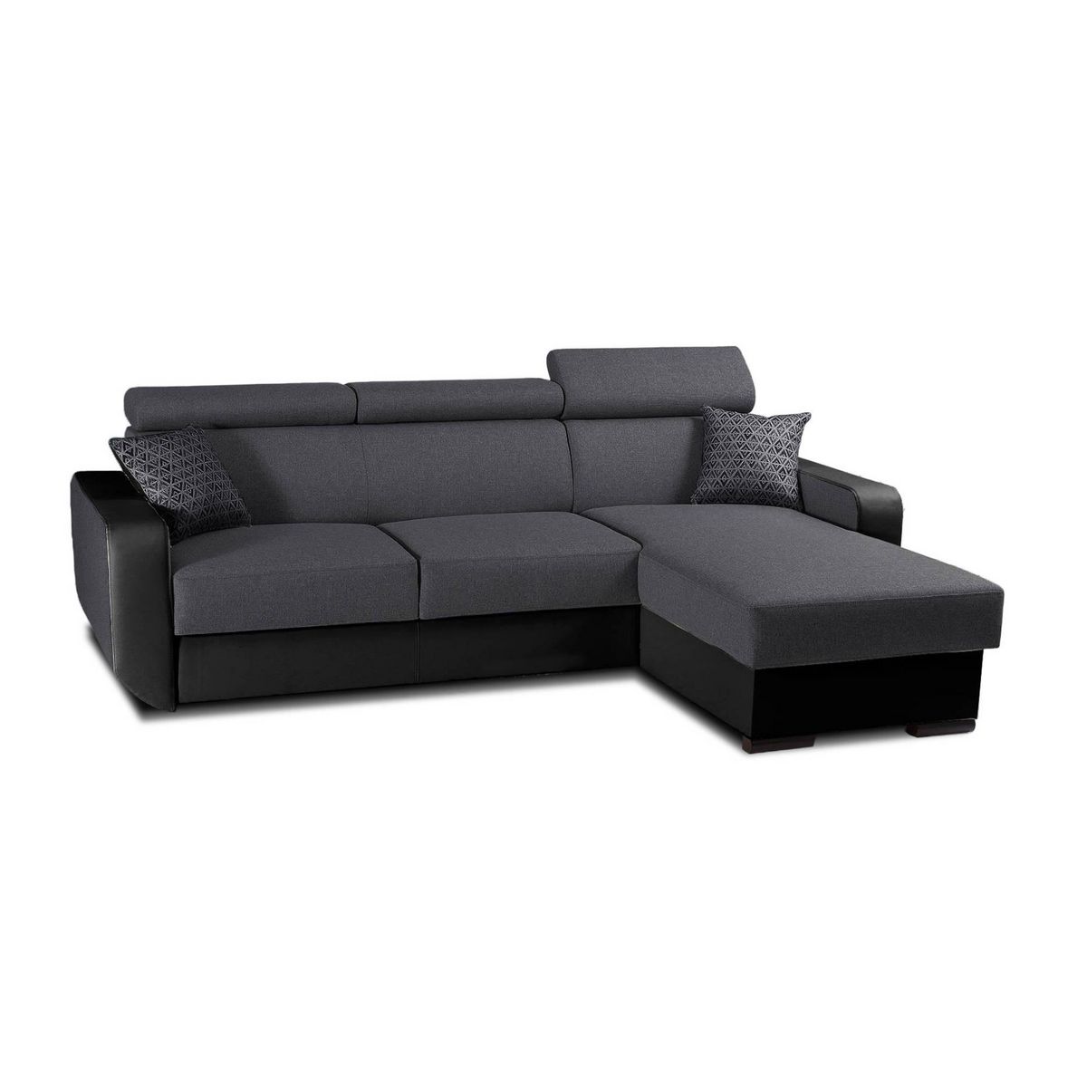 LISA DESIGN Dustin - canapé d'angle réversible - 4 places - convertible avec coffre - têtières réglables