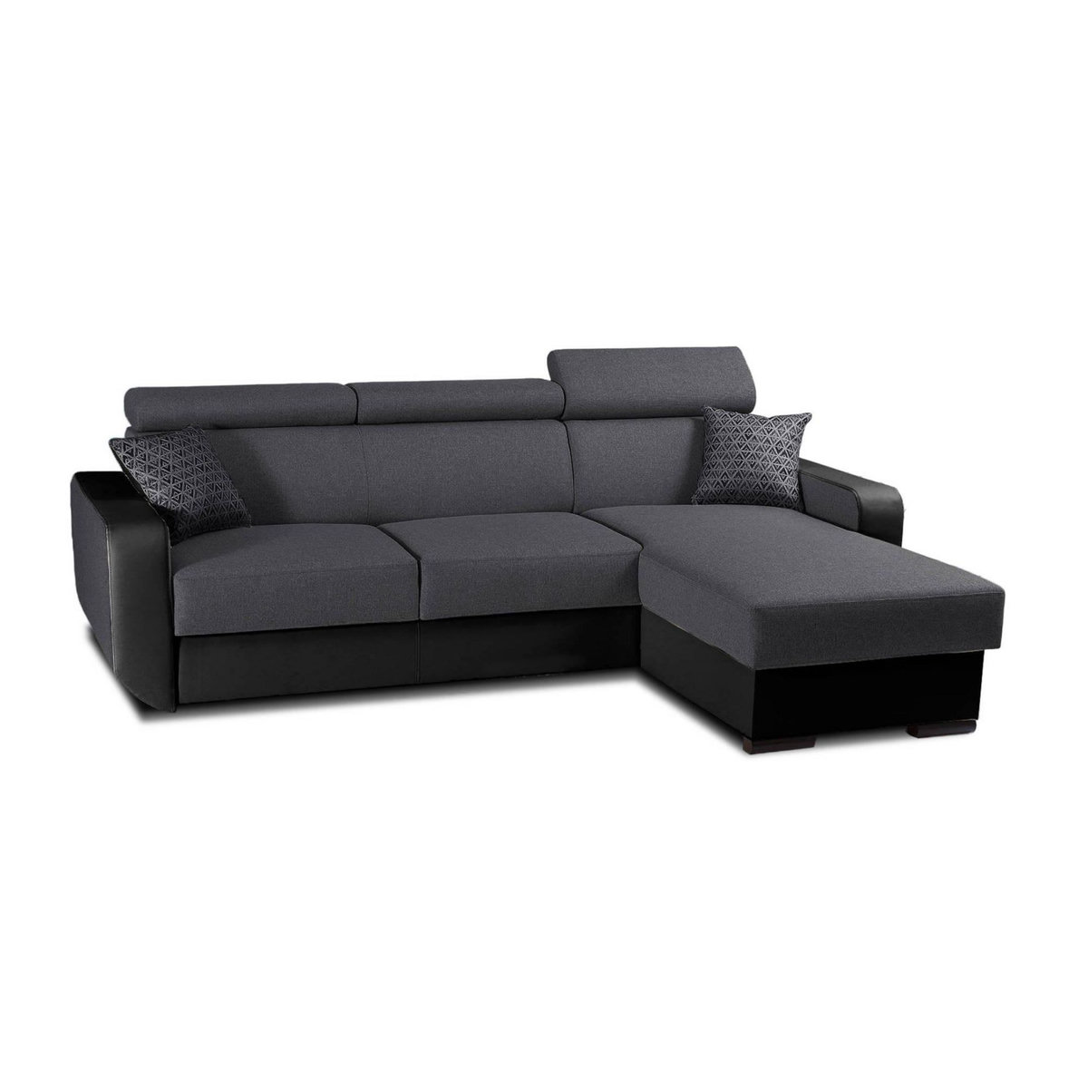 LISA DESIGN Dustin - canapé d'angle réversible - 4 places - convertible avec coffre - têtières réglables