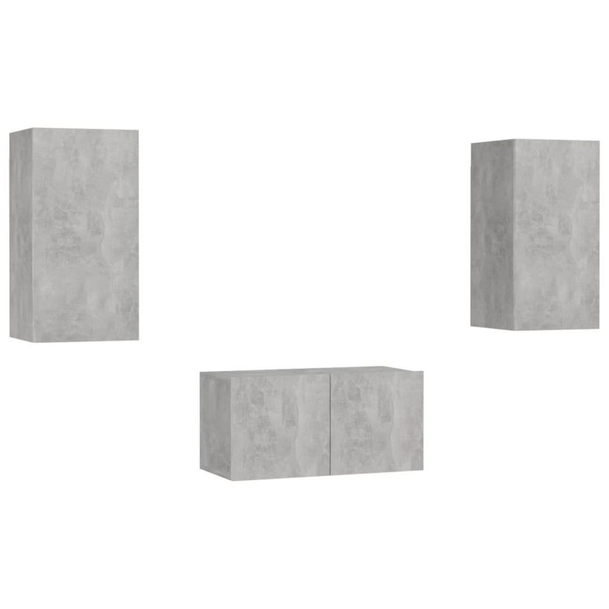 VIDAXL Ensemble de meubles TV 3 pcs Gris beton Bois d'ingenierie