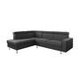 Voir la diapositive 2 : Canapé d'angle 4-5 places fixe avec LED - TOMY - Tissu gris chiné foncé - Angle gauche